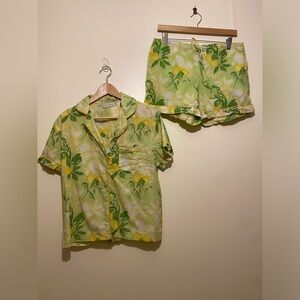 MAHOGANY COTTON Green and Yellow Floral Pajamas. Size M